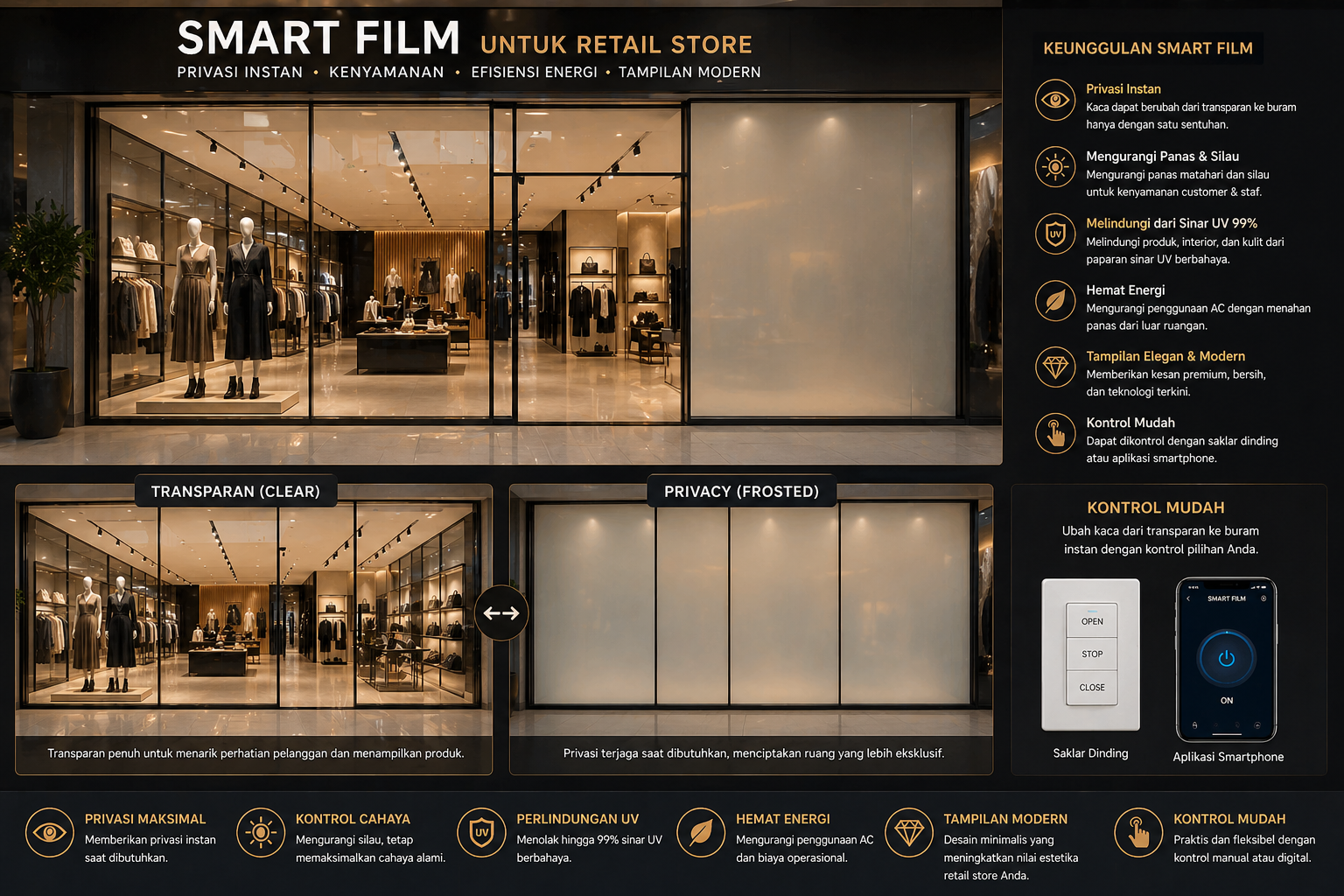 smart film untuk toko retail