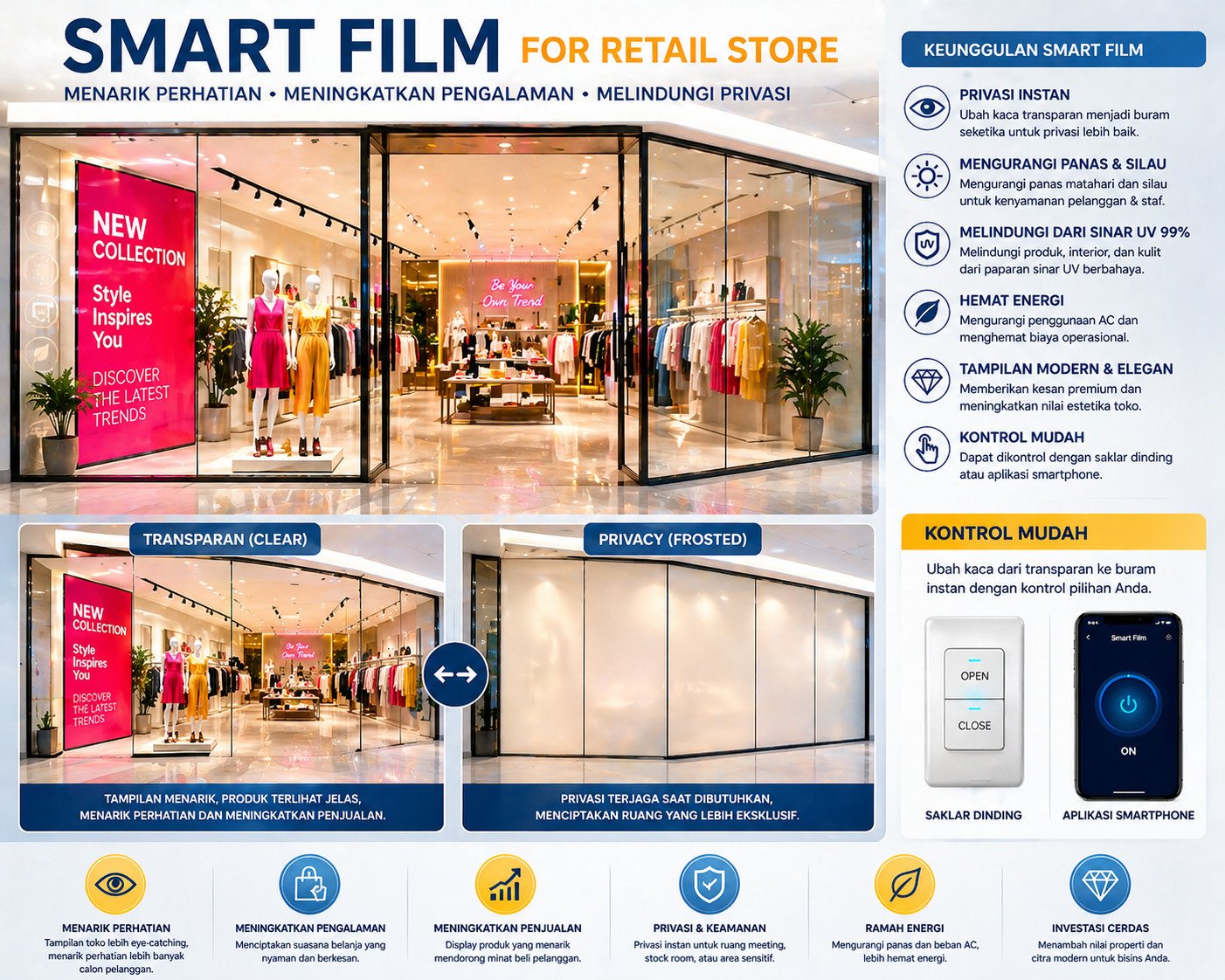 smart film untuk toko retail