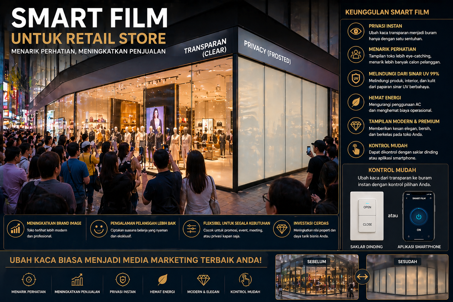 smart film untuk toko retail